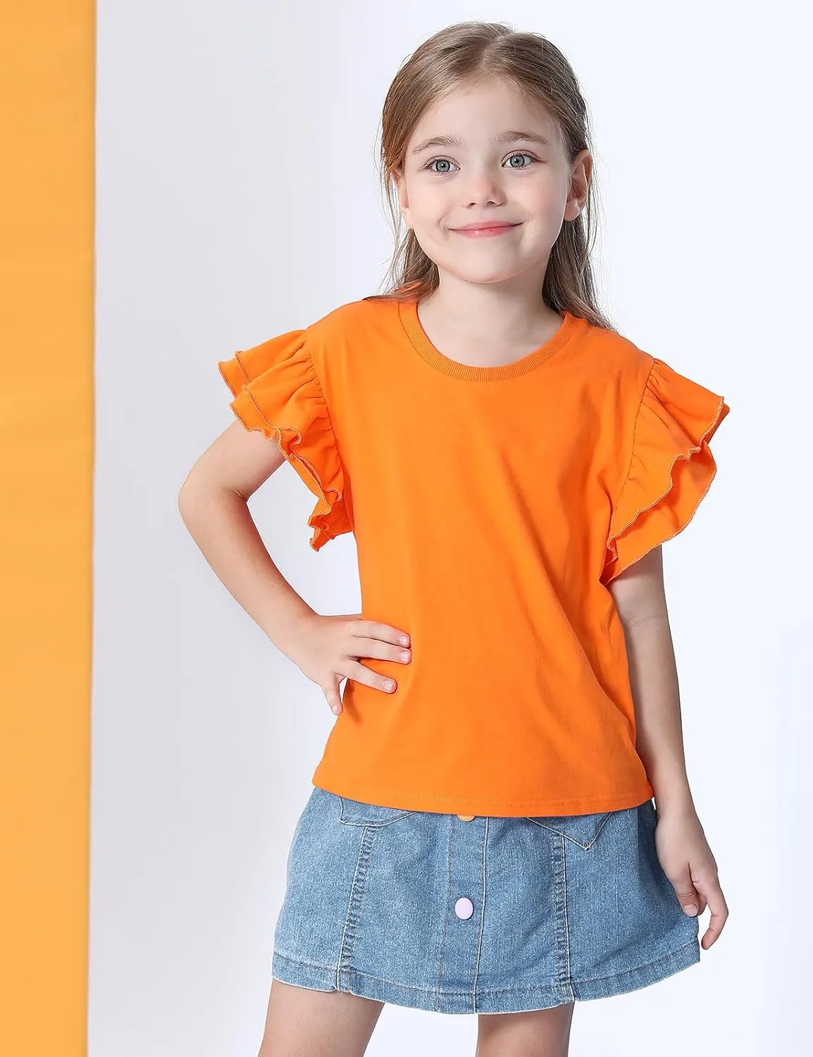 A&J DESIGN Baby & Toddler Girl Ruffle Heavyweight T-Shirts 12M-4T