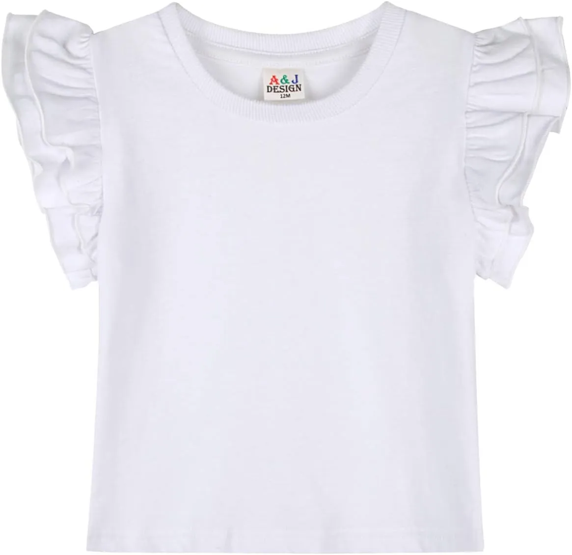 A&J DESIGN Baby & Toddler Girl Ruffle Heavyweight T-Shirts 12M-4T