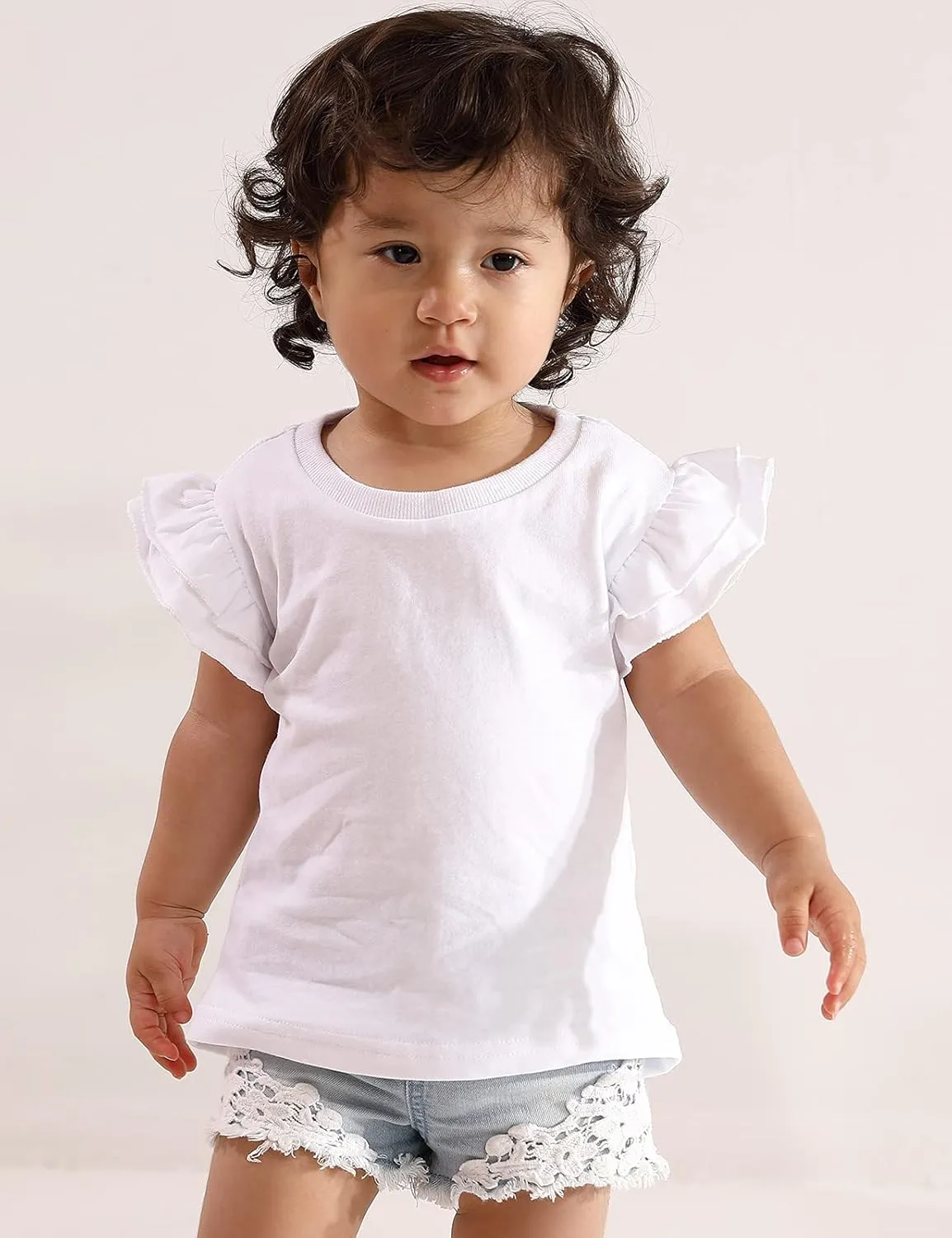 A&J DESIGN Baby & Toddler Girl Ruffle Heavyweight T-Shirts 12M-4T