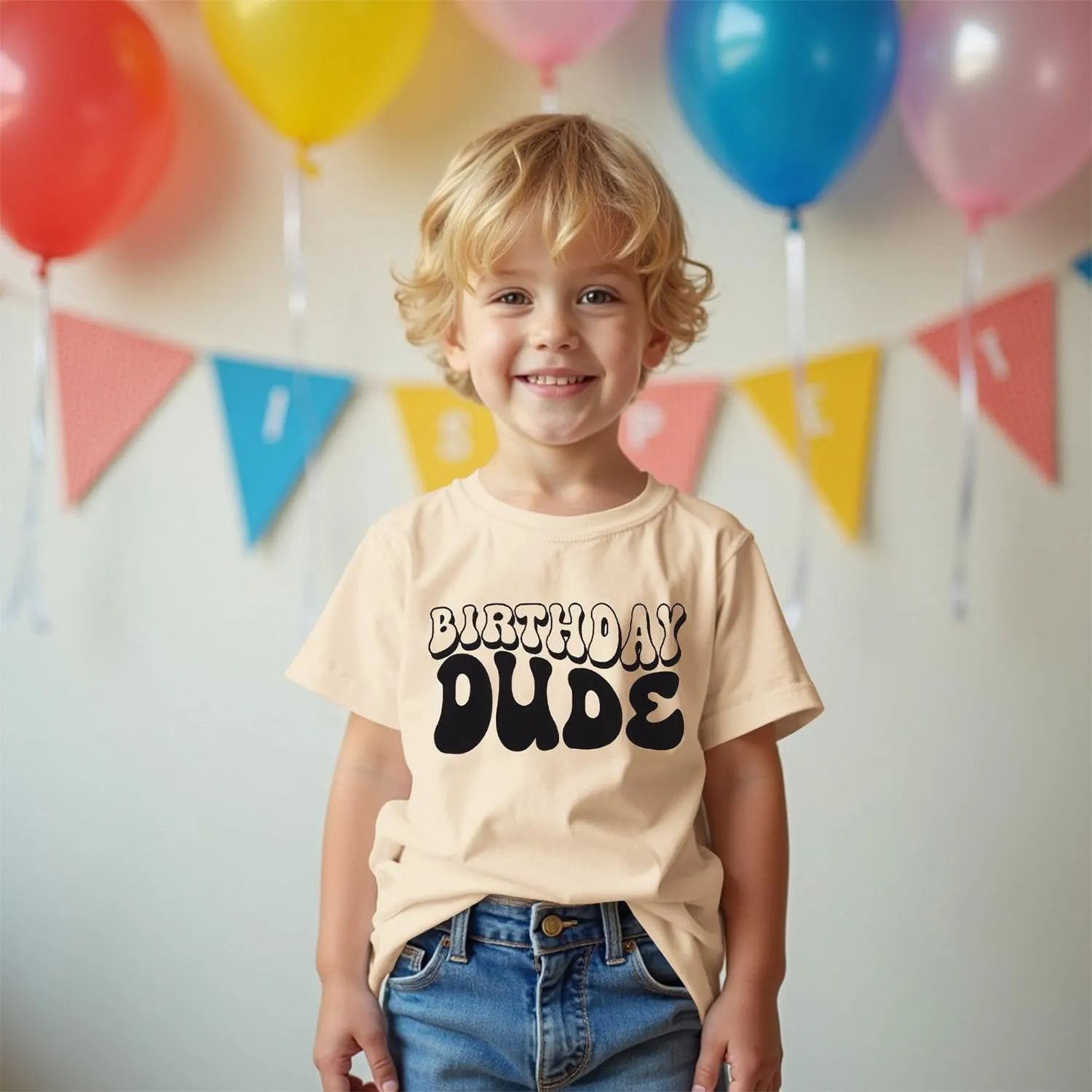 Birthday Dude Shirt Toddler Baby Boy Funny Letter Birthday T-Shirt Kids Summer Short Sleeve Party Gifts Tees Top