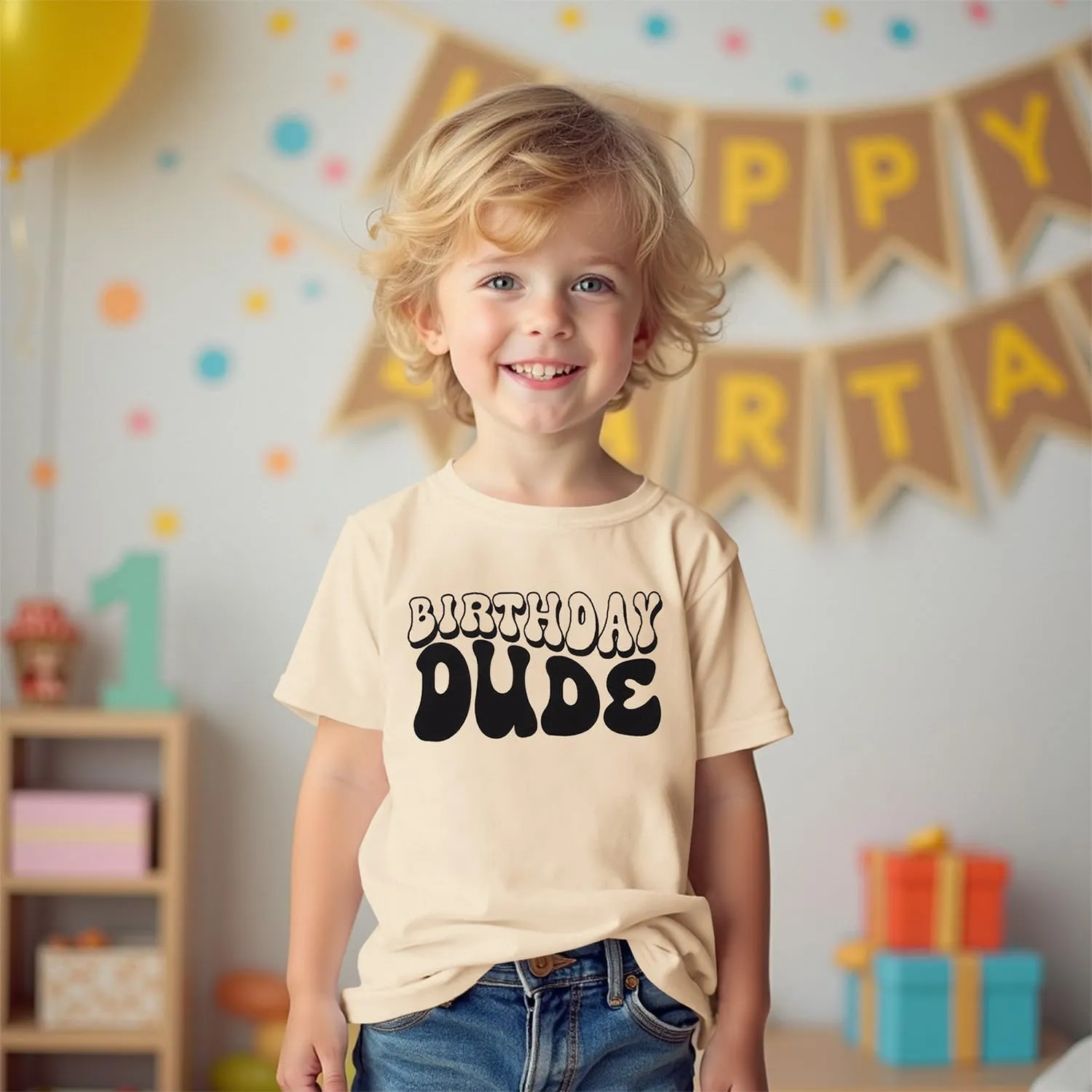 Birthday Dude Shirt Toddler Baby Boy Funny Letter Birthday T-Shirt Kids Summer Short Sleeve Party Gifts Tees Top