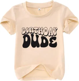 Birthday Dude Shirt Toddler Baby Boy Funny Letter Birthday T-Shirt Kids Summer Short Sleeve Party Gifts Tees Top