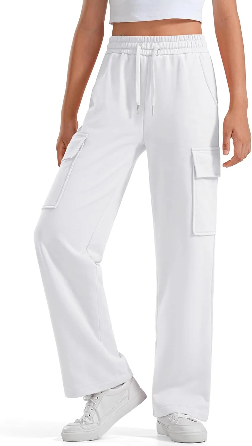 BOOPH Girls Sweatpants Kids Drawstring Cargo Pants Teen Girls Wide Leg Joggers Pants with Pockets
