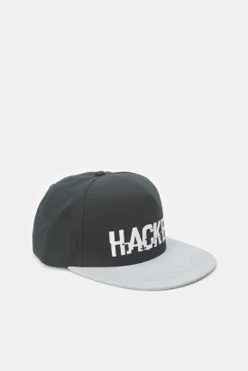 Boys Black Printed Cap