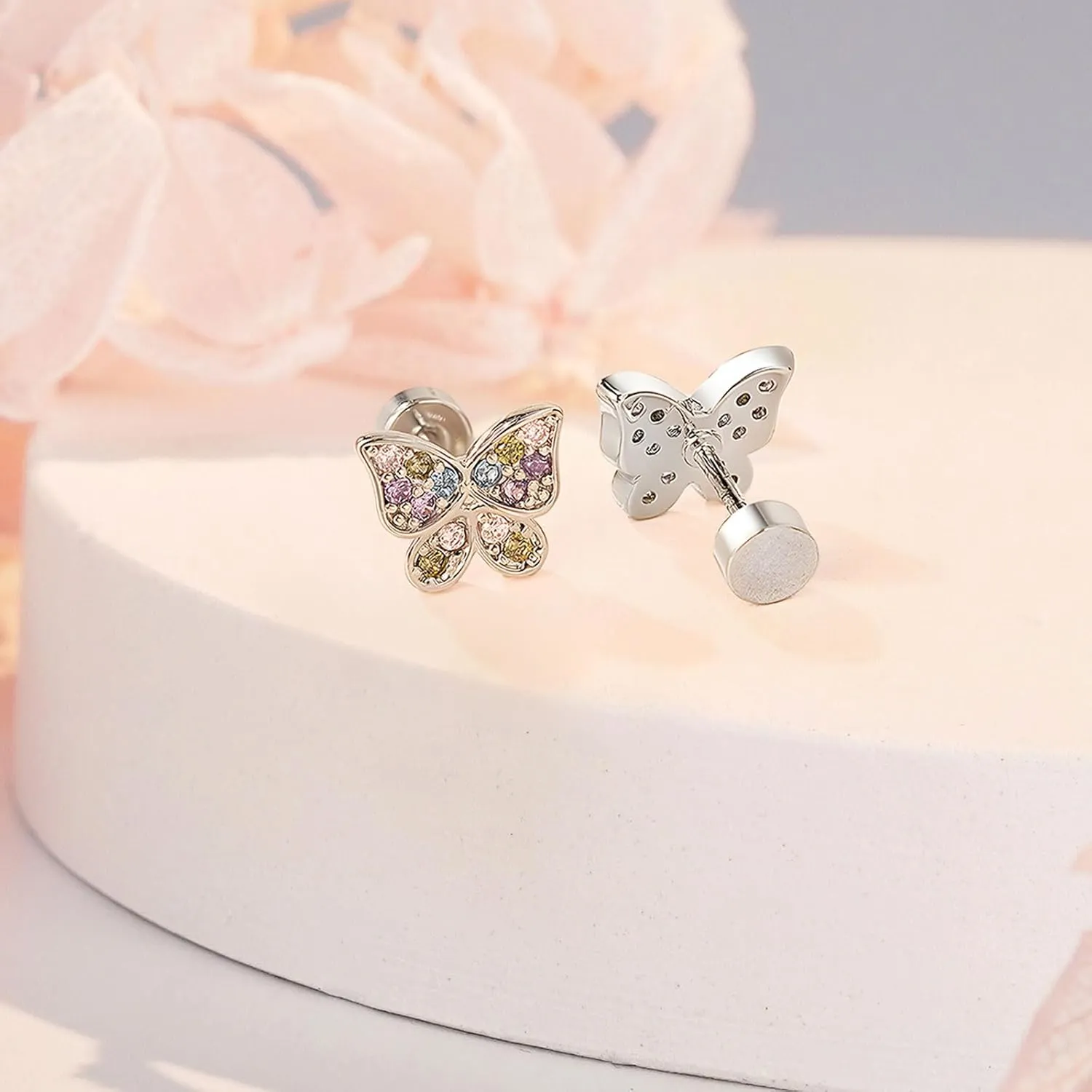 Butterfly Earrings as 8 Year Old Girls Birthday Gifts for Granddaughter Daughter Niece Girls Easter Earrings,8th Birthday Valentines Gifts for Girls Hypoallergenic Screw Back Stud Earrings