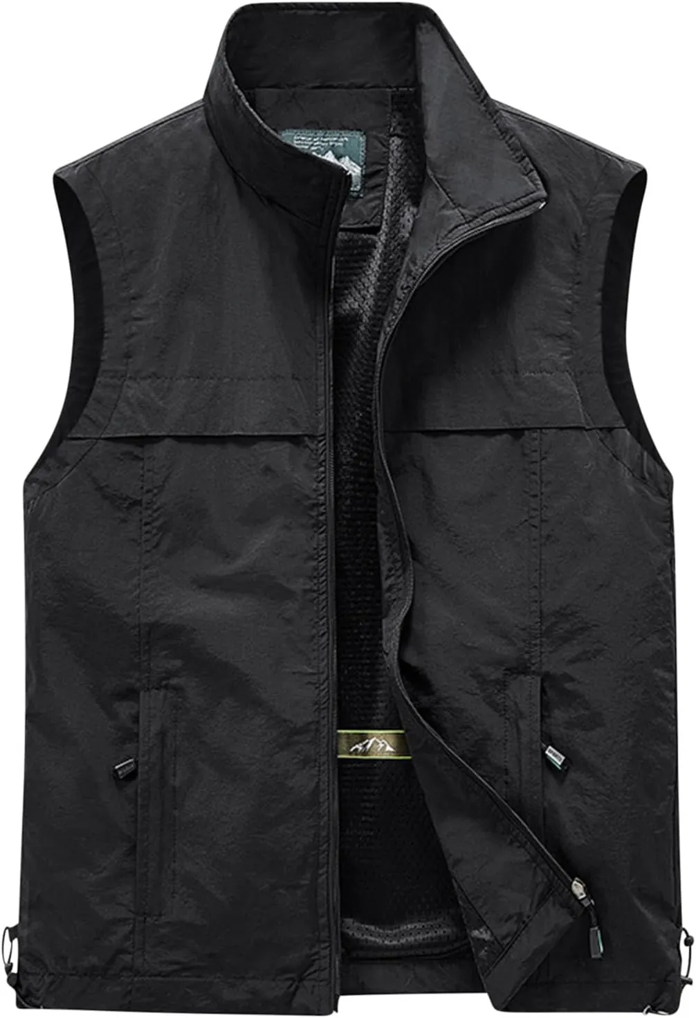 Cambkatl Men's Multi-Pockets Vest - Full Zipper Stand Collar Sleeveless Outerwear - Fishing Travel Utility Vest Gilet