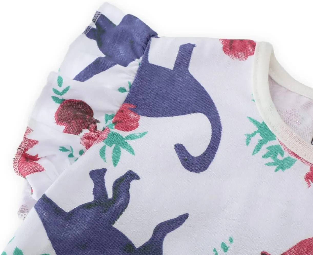 DDSOL T-Shirts Baby Girls Ruffle Sleeve Shirts Summer Toddler Cotton Tees Kids Graphic Tank Tops 2-7 Years