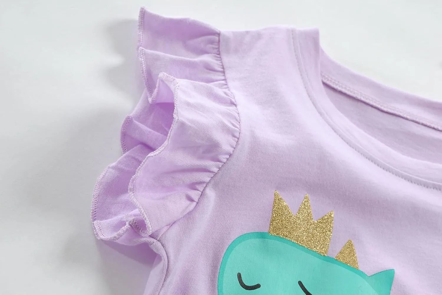 DDSOL T-Shirts Baby Girls Ruffle Sleeve Shirts Summer Toddler Cotton Tees Kids Graphic Tank Tops 2-7 Years