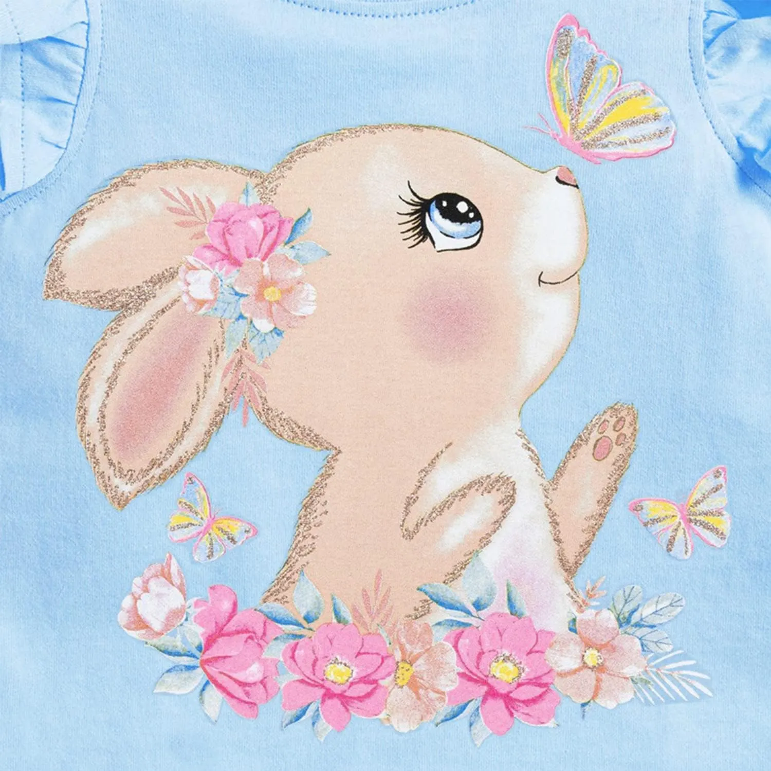 DDSOL T-Shirts Baby Girls Summer Ruffle Sleeve Shirts Toddler Cotton Tees Kids Easter Bunny Tank Tops 2-7 Years