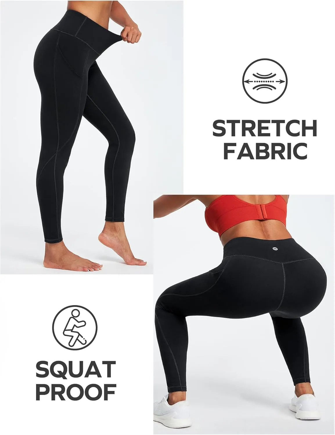 Ewedoos Leggings with Pockets for Women High Waisted Yoga Pants Women Tummy Control Workout Compression Leggings