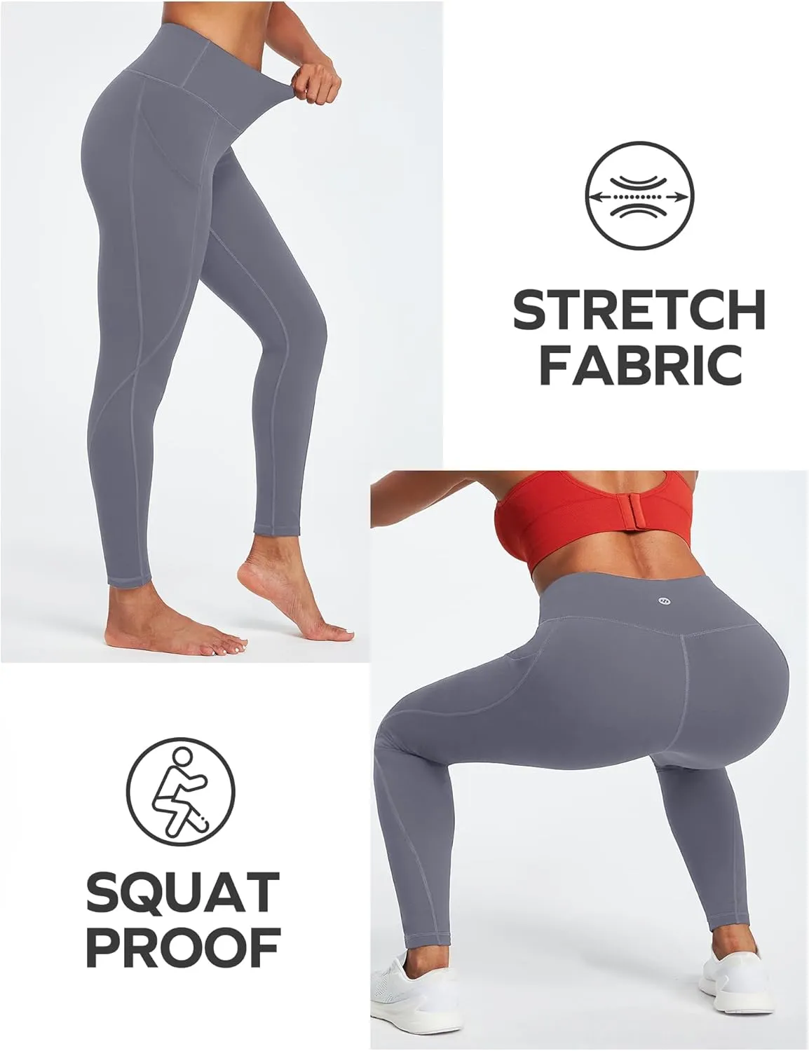Ewedoos Leggings with Pockets for Women High Waisted Yoga Pants Women Tummy Control Workout Compression Leggings