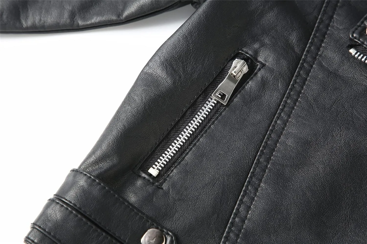 Girls Boys Biker Jacket Faux Leather Rivets Leather Motor Jacket For Kids 3-12Years