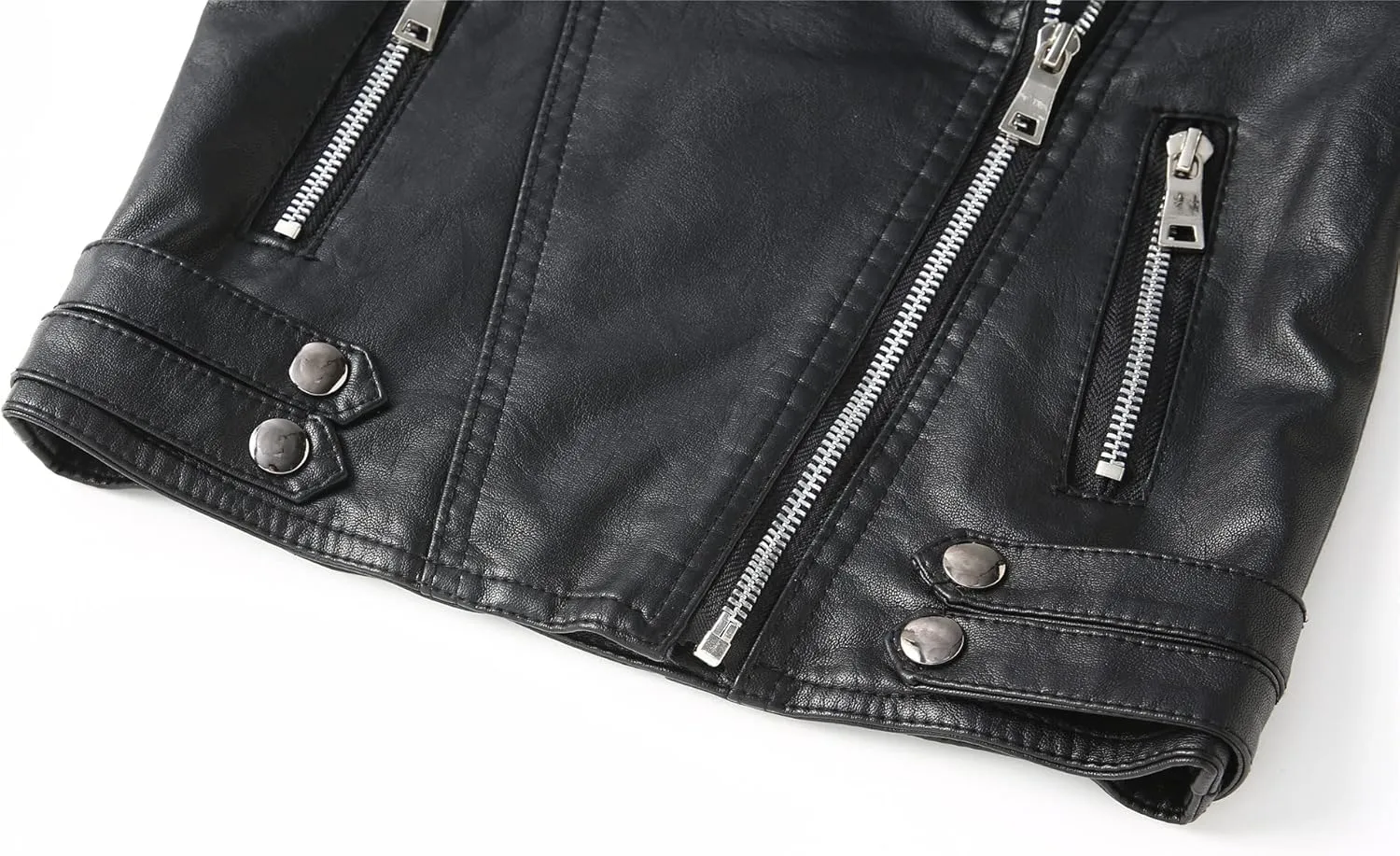 Girls Boys Biker Jacket Faux Leather Rivets Leather Motor Jacket For Kids 3-12Years