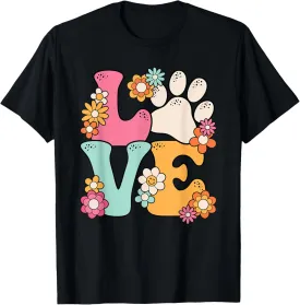 Groovy Paw Love Cat Dog Lover Pet Owner Women Girls Kids T-Shirt