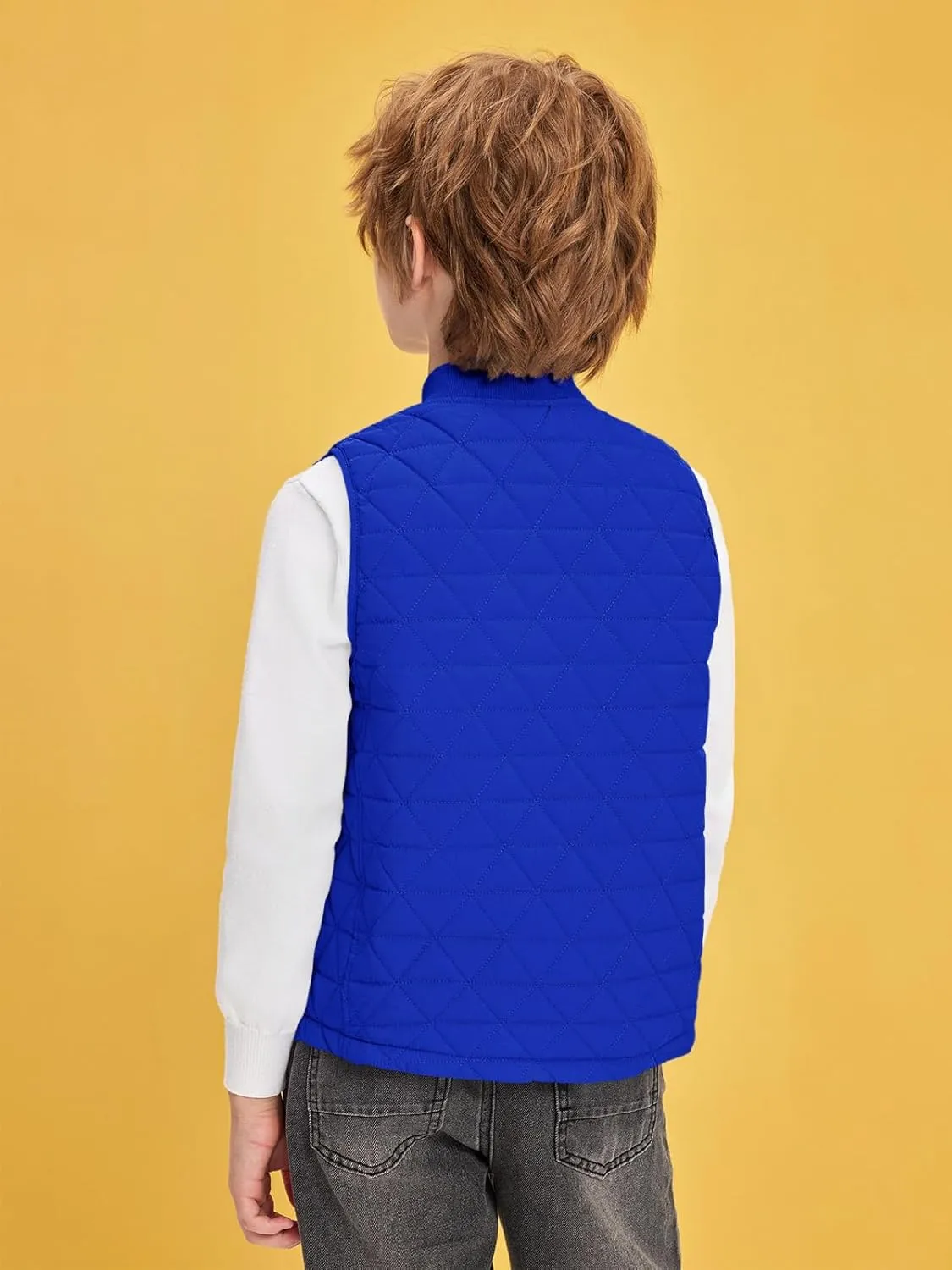 Haloumoning Boys Zip Up Puffer Vest Kids Lightweight Quilted Sleeveless Jackets Outerwear with Pockets 4-14 Years