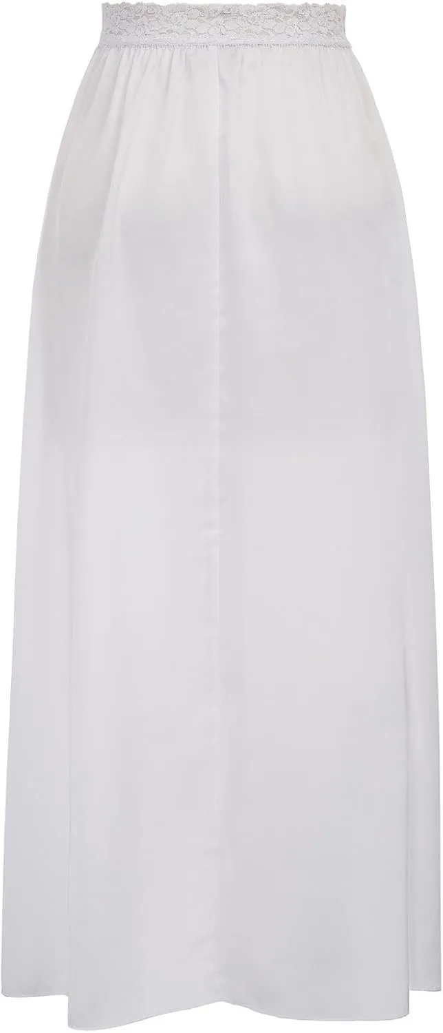 Kate Kasin Half Slips for Women Anti-Static Satin Underskirt Full Length Nude Skirt Lace Trim Short Slips for Under Dresses