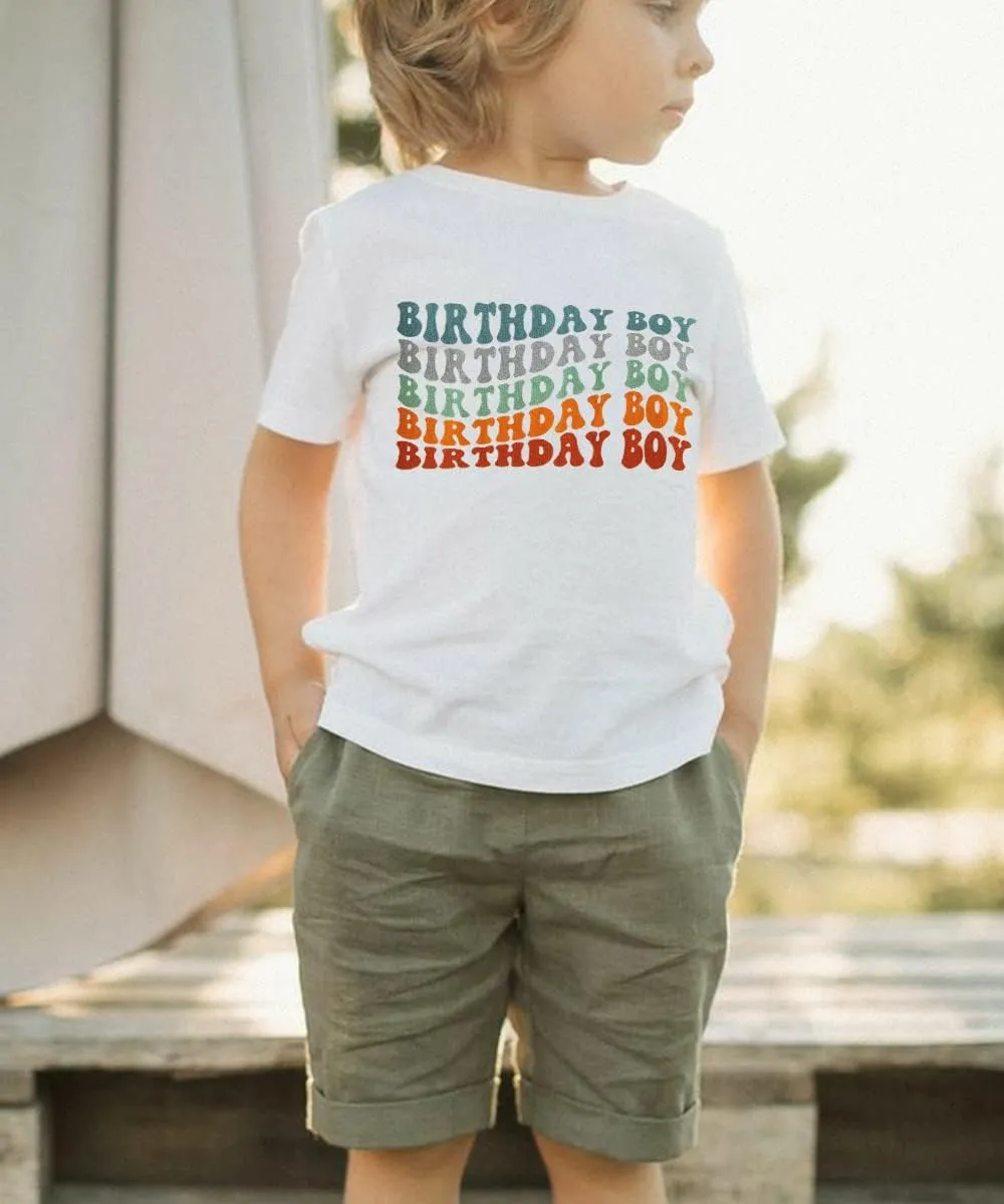 KEKEMI Birthday Boy Shirt Toddler Baby Boys Birthday Party T-Shirt Cute Letter Print 1st 2nd 3rd 4th 5th Birthday Gift Tees