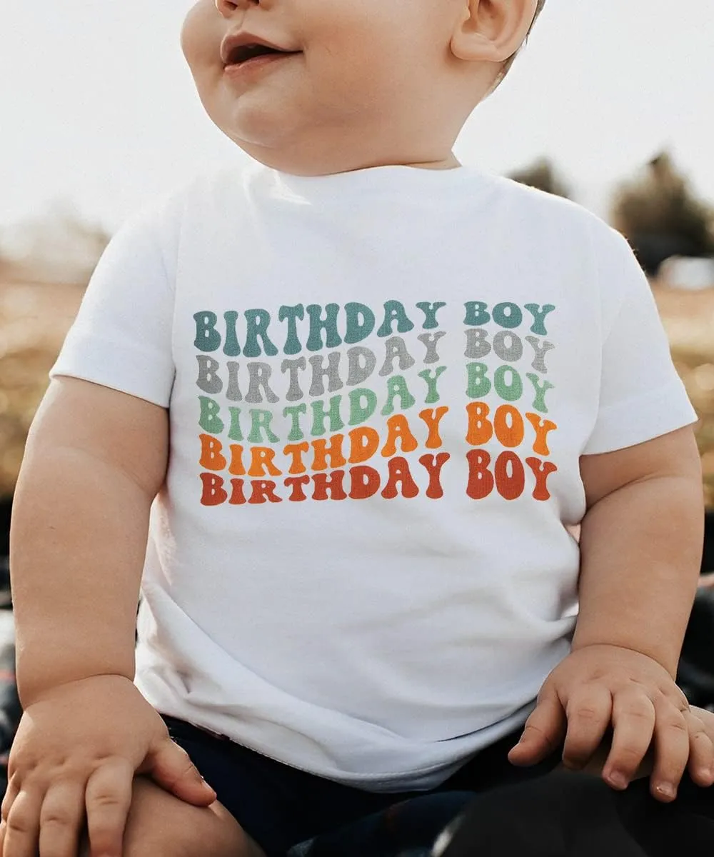KEKEMI Birthday Boy Shirt Toddler Baby Boys Birthday Party T-Shirt Cute Letter Print 1st 2nd 3rd 4th 5th Birthday Gift Tees