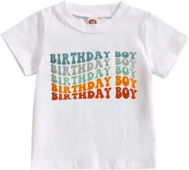 KEKEMI Birthday Boy Shirt Toddler Baby Boys Birthday Party T-Shirt Cute Letter Print 1st 2nd 3rd 4th 5th Birthday Gift Tees