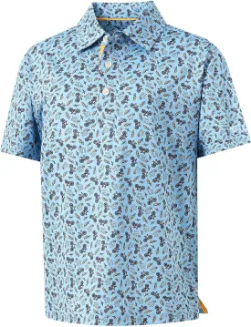 M MAELREG Boys Polo Shirt Short Sleeve Performance Dry Fit Stretch Funny Print Active Casual Collared Golf Shirts for Boy
