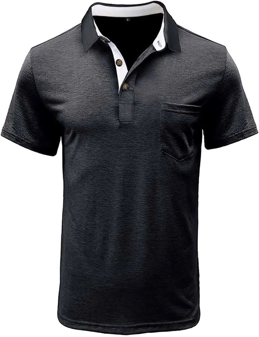 Mens Polo Shirts Short Sleeve Casual Golf T-Shirts Summer Classic Basic 3 Button Tees Trendy Tops with Pocket