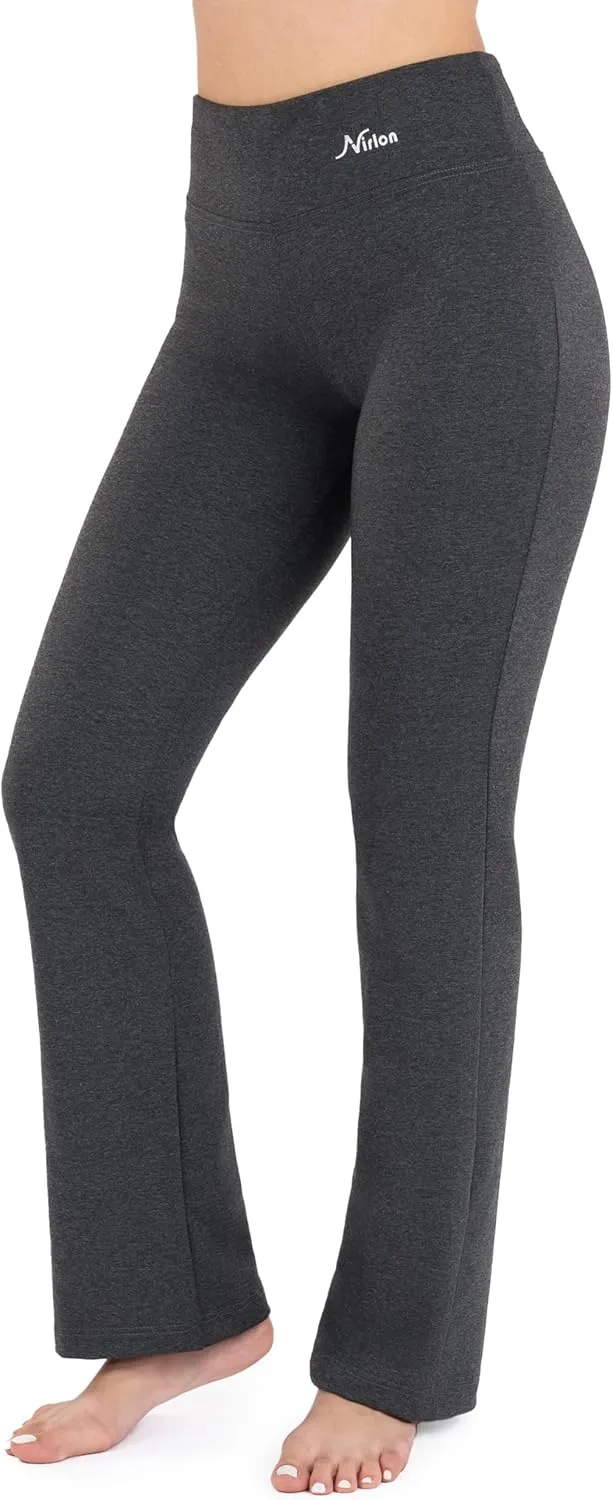 Nirlon Straight Leg Yoga Pants - Straight Leg Leggings for Women Breathable Leggings for Yoga Regular & Plus Size Pants for Gym (2XL 32" Inseam, Charcoal)