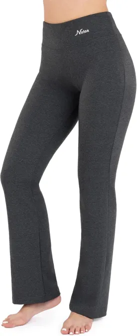 Nirlon Straight Leg Yoga Pants - Straight Leg Leggings for Women Breathable Leggings for Yoga Regular & Plus Size Pants for Gym (2XL 32" Inseam, Charcoal)