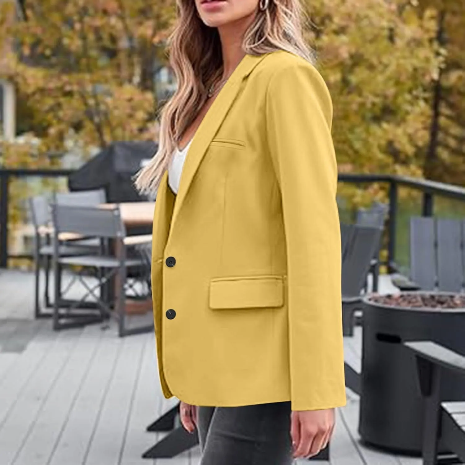 Plain Color Suit Blazers for Women Business Casual Fall Coats Office Attire Blazer Jackets with Shoulder Pad
