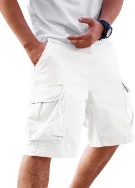 Runcati Mens Cargo Shorts Chino Cotton Drawstring Casual Shorts Summer Twill Outdoor Short Pants