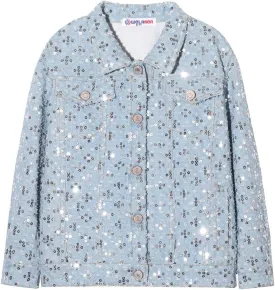 WELAKEN Unicorn Jean Jacket for Girls Kids & Toddler with Sparkly Sleeve, Girls' Spring Outfit Denim Jackets Outerwear