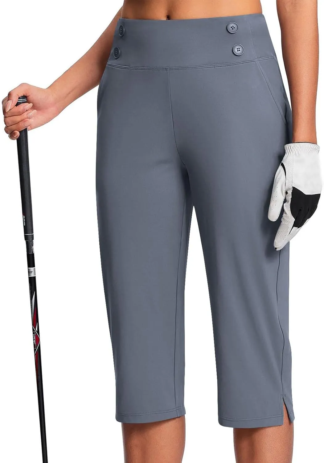 Women Yoga Capri Pants with Pockets High Waist Stretch Capris Tummy Control Athletic Workout Jogger Cropped Trousers