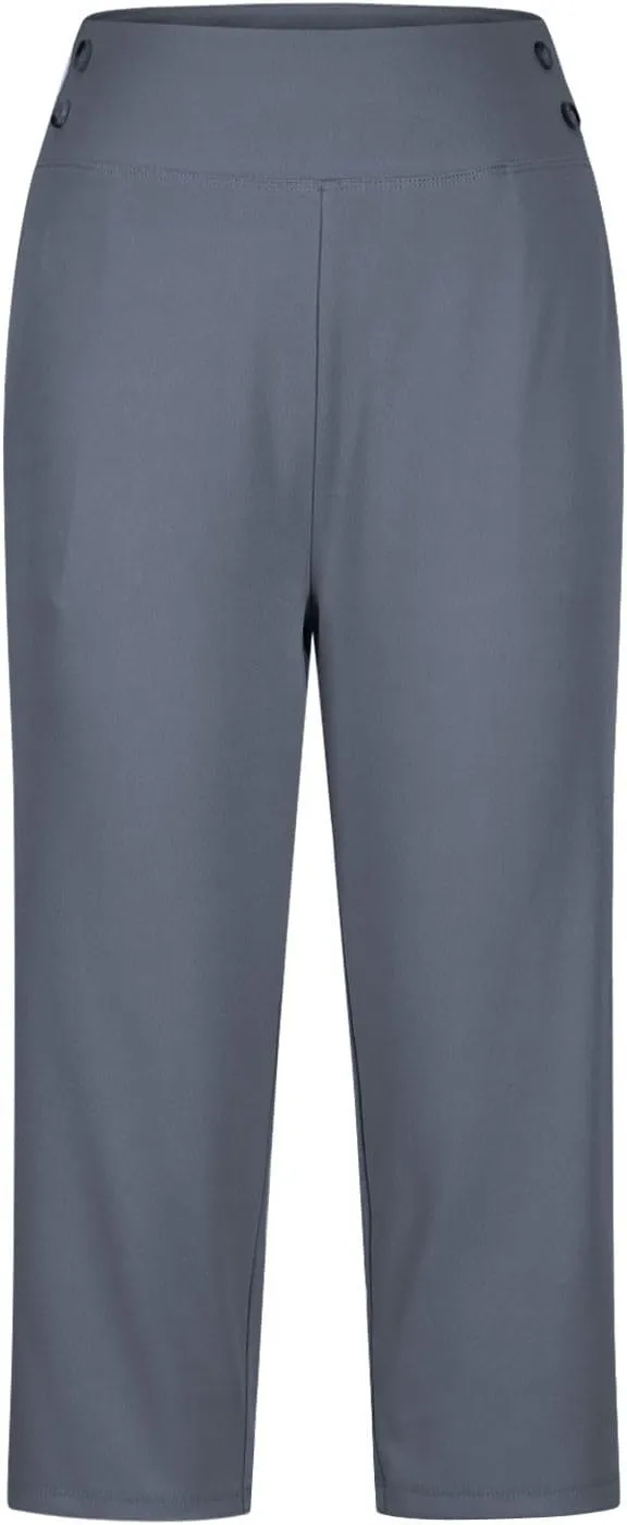 Women Yoga Capri Pants with Pockets High Waist Stretch Capris Tummy Control Athletic Workout Jogger Cropped Trousers