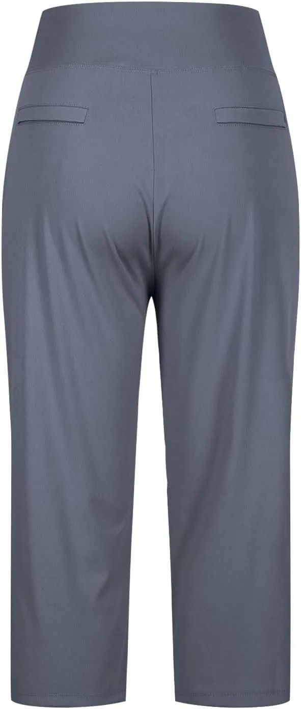 Women Yoga Capri Pants with Pockets High Waist Stretch Capris Tummy Control Athletic Workout Jogger Cropped Trousers