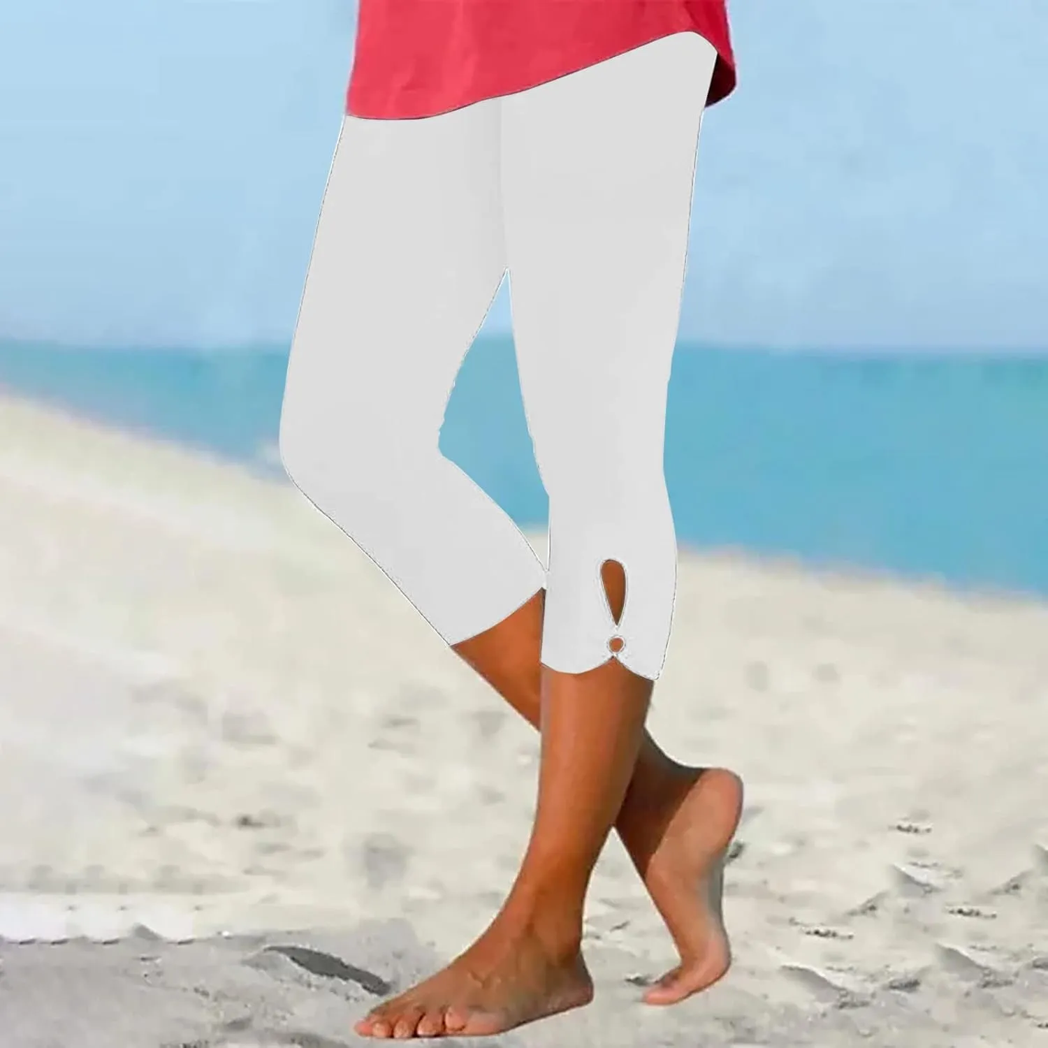 Womens Capri Leggings Summer Plus Size Capris Workout Yoga High Waisted Capri Pants Casual Pull On Capris