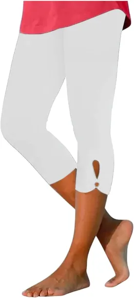 Womens Capri Leggings Summer Plus Size Capris Workout Yoga High Waisted Capri Pants Casual Pull On Capris